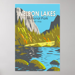 Poster Parque Nacional dos Nelson Lagos Nova Zelândia Vin