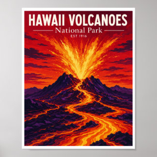 Poster Parque Nacional dos Vulcões do Havaí Antigo