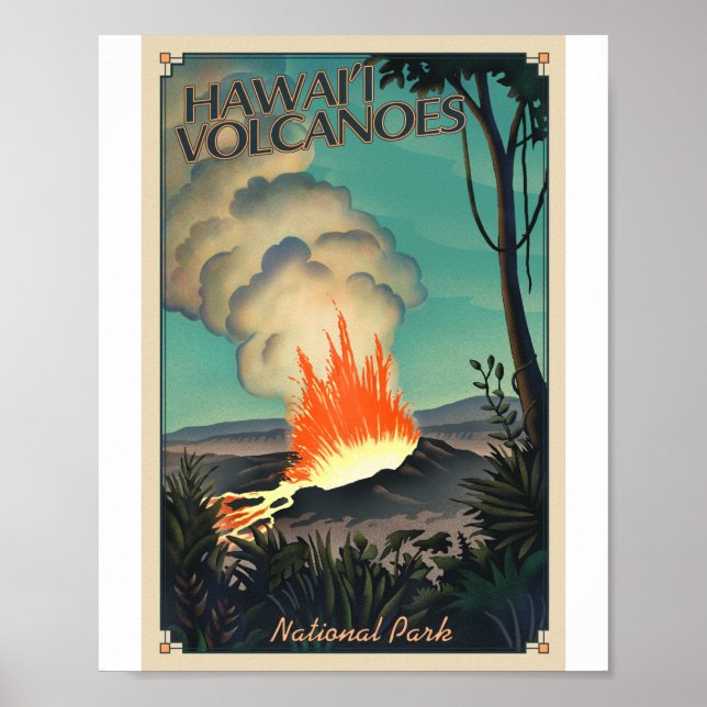 Poster Parque Nacional dos Vulcões do Havaí, Litho Trabal (Frente)