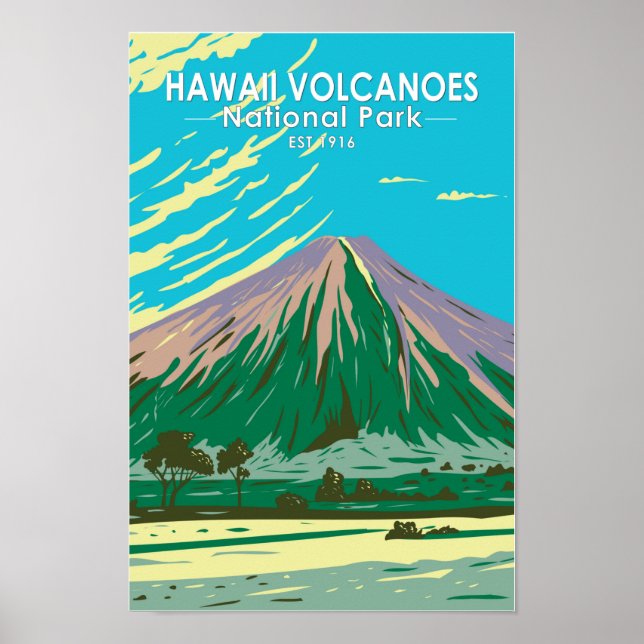 Poster Parque Nacional dos Vulcões do Havaí, Mauna Loa Vi (Frente)