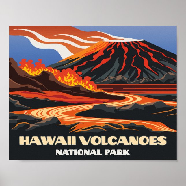 Poster Parque Nacional dos Vulcões do Havaí, Mauna Loa Vi (Frente)
