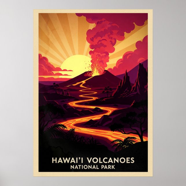 Poster Parque Nacional dos Vulcões do Havaí V03 (Frente)