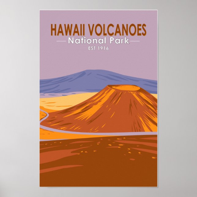 Poster Parque Nacional dos Vulcões Hawaii Mauna Kea Vinta (Frente)
