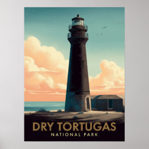 Poster Parque Nacional Dry Tortugas Farol Vintage