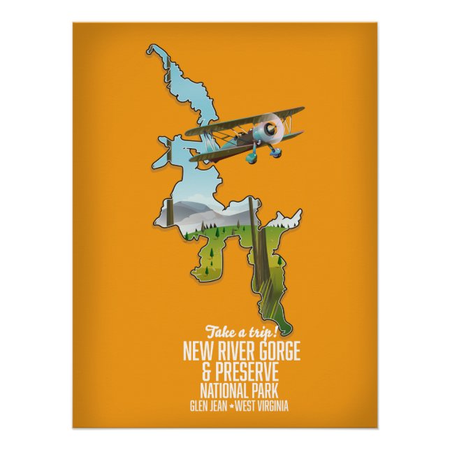 Pôster Parque Nacional e Reserva de New River Gorge. (Frente)