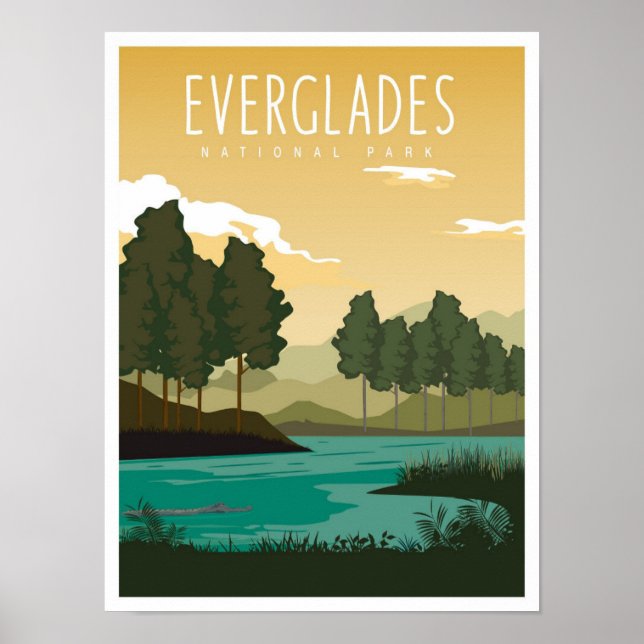 Poster Parque Nacional Everglades Flórida EUA Viagem (Frente)