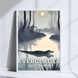 Poster Parque Nacional Everglades | Jacaré em Aquarela