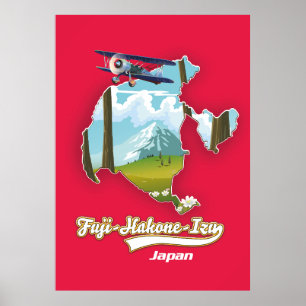 Poster parque nacional fuji hakone izu, mapa do japão