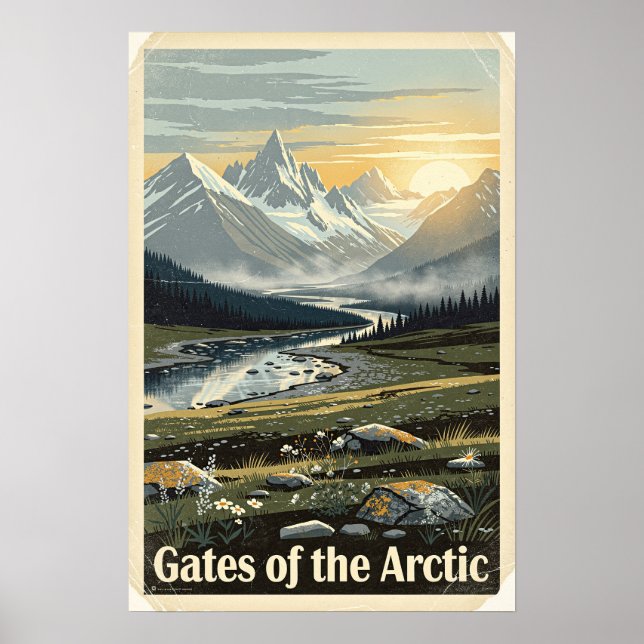 Poster Parque Nacional Gates of the Arctic Retro (Frente)