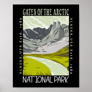Poster Parque Nacional Gates of the Arctic Retro Desgasta