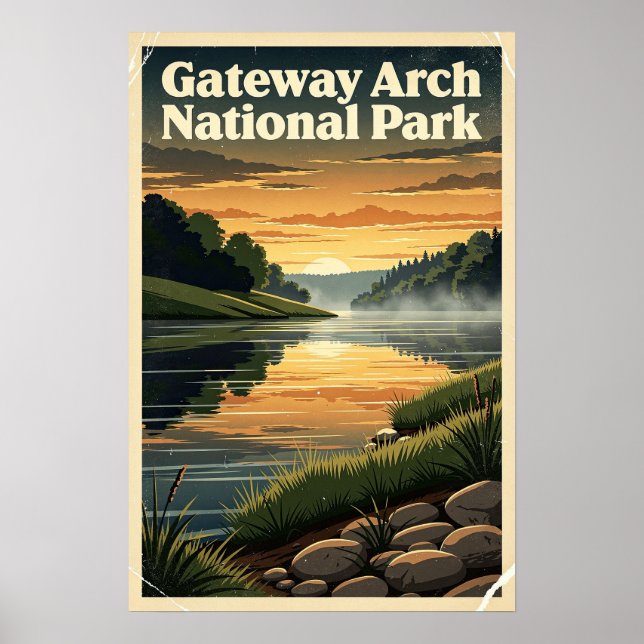 Poster Parque Nacional Gateway Arch Retro (Frente)