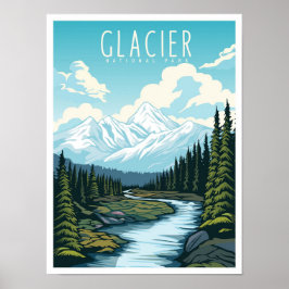 Poster Parque Nacional Glaciar Montana EUA Viagem