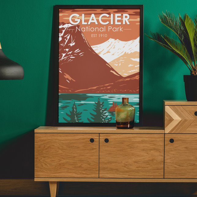 Poster Parque Nacional Glacier Montana Vintage (Criador carregado)
