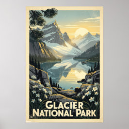 Poster Parque Nacional Glacier Retro