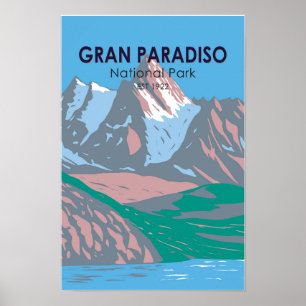 Poster Parque Nacional Gran Paradiso Itália Vintage