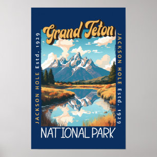 Poster Parque Nacional Grand Teton Jackson Hole Desgastad