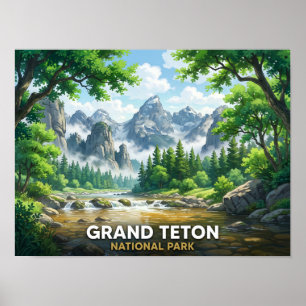 Poster Parque Nacional Grand Teton Paisagem de Anime