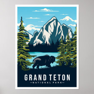 Poster Parque Nacional Grand Teton Wyoming EUA Viagem
