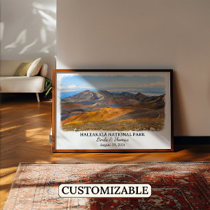Poster Parque Nacional Haleakalā Havaí, Cartaz, Aquarela,