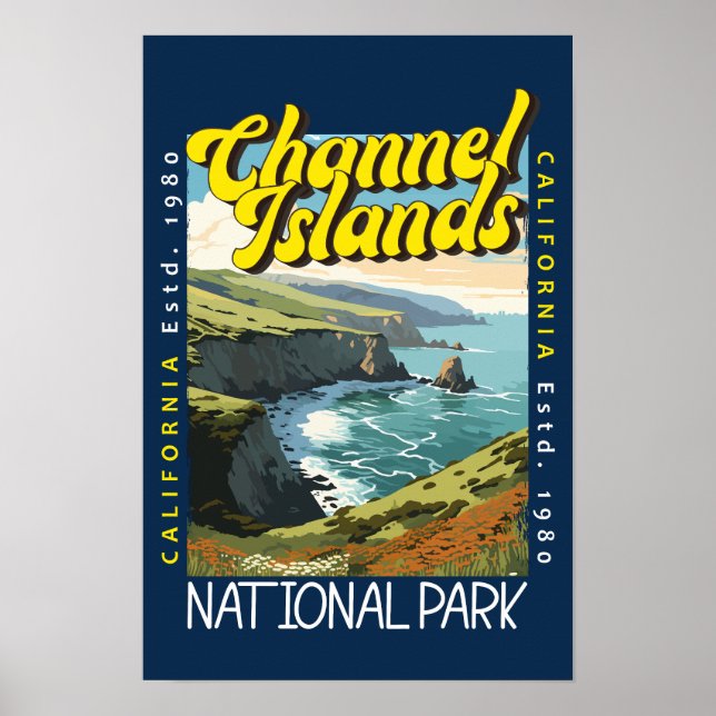 Poster Parque Nacional Ilhas do Canal Retro Angustiado (Frente)