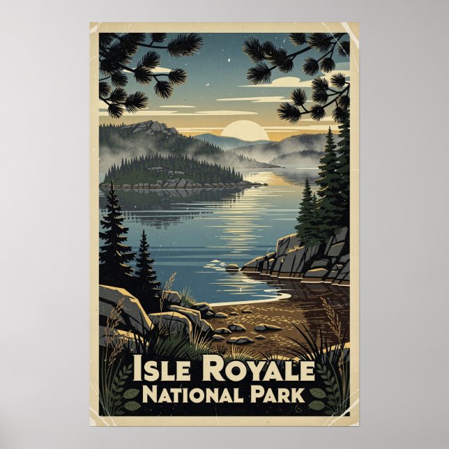 Poster Parque Nacional Isle Royale Retro (Frente)