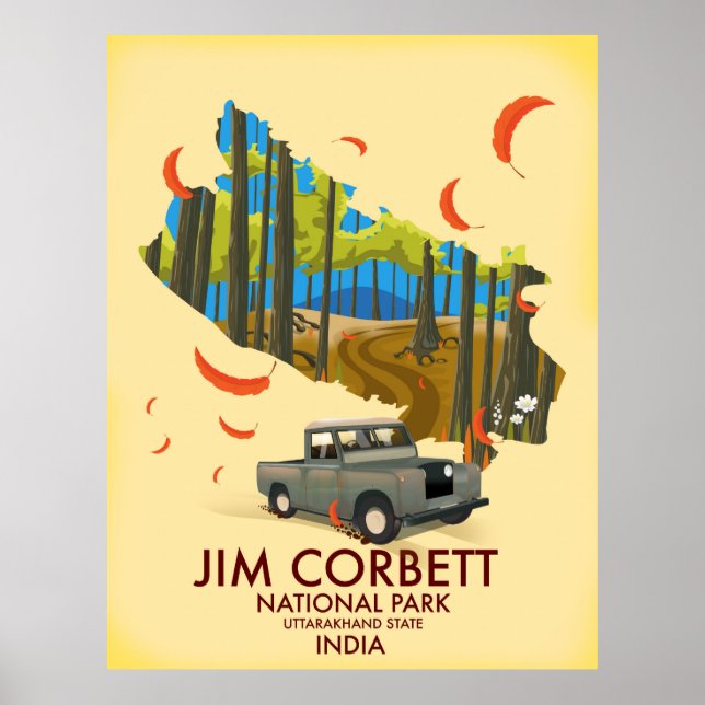 Poster Parque Nacional Jim Corbett, Estado de Uttarakhand (Frente)