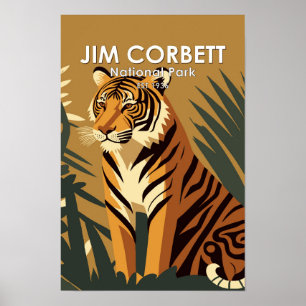 Poster Parque Nacional Jim Corbett Índia Vintage