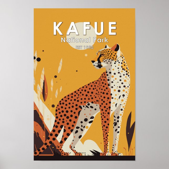 Poster Parque Nacional Kafue Zâmbia Vintage (Frente)