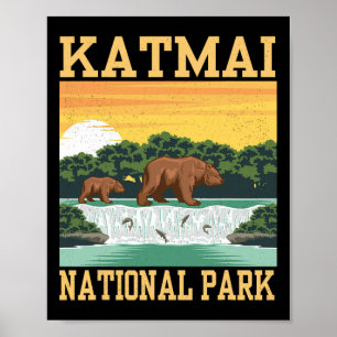 Poster Parque Nacional Katmai Alasca Urso Caminhada Ao Ar