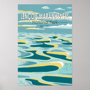 Poster Parque Nacional Lencois Maranhenses Brasil Vintage