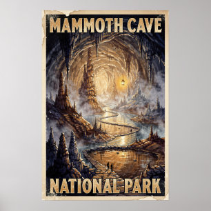 Poster Parque Nacional Mammoth Cave em Aquarela Retro