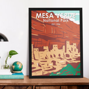 Poster Parque Nacional Mesa Verde Colorado Colorido Vinta