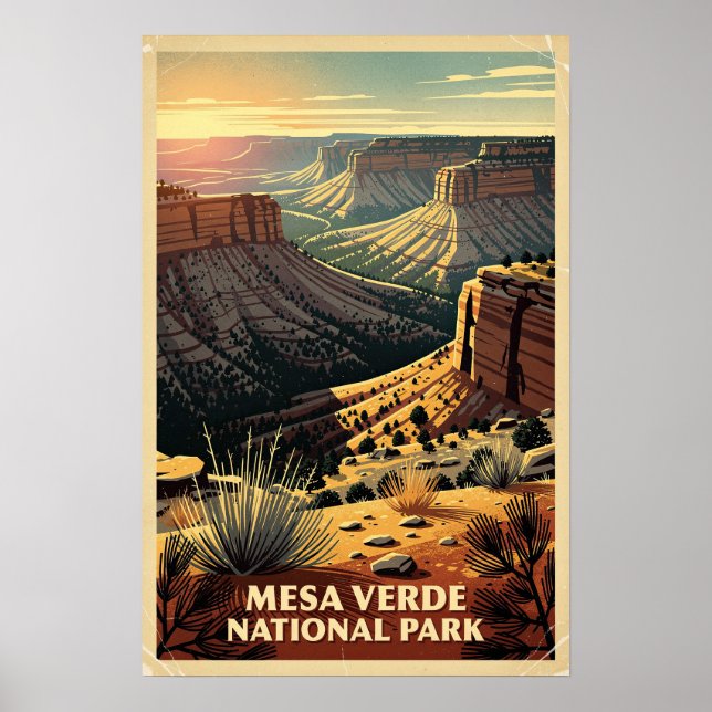 Poster Parque Nacional Mesa Verde Retro (Frente)