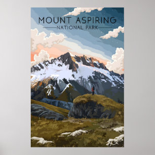 Poster Parque Nacional Mount Aspiring Nova Zelândia Viage