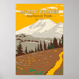 Poster Parque Nacional Mount Rainier Cowlitz Divide