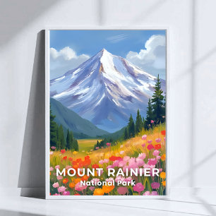 Poster Parque Nacional Mount Rainier Viagem por Washing