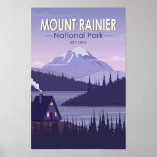 Poster Parque Nacional Mount Rainier Washington Cabine Re