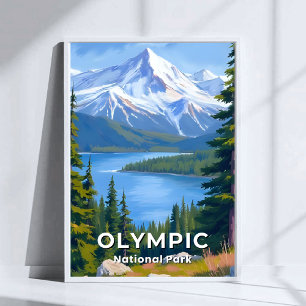 Poster Parque Nacional Olímpico Pintura de Viagem em Wa