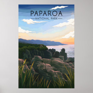 Poster Parque Nacional Paparoa Nova Zelândia Cartaz de Vi