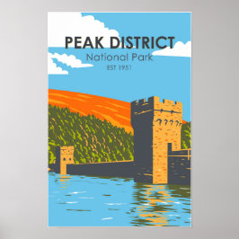 Poster Parque Nacional Peak District Inglaterra Vintage