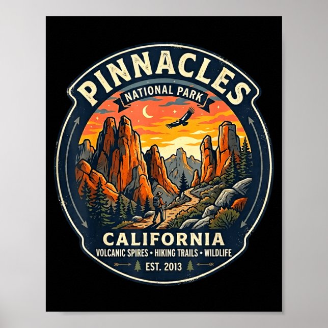 Poster parque nacional Pinnacles california caminhada ret (Frente)
