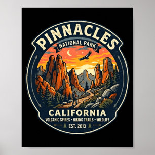 Poster parque nacional Pinnacles california caminhada ret