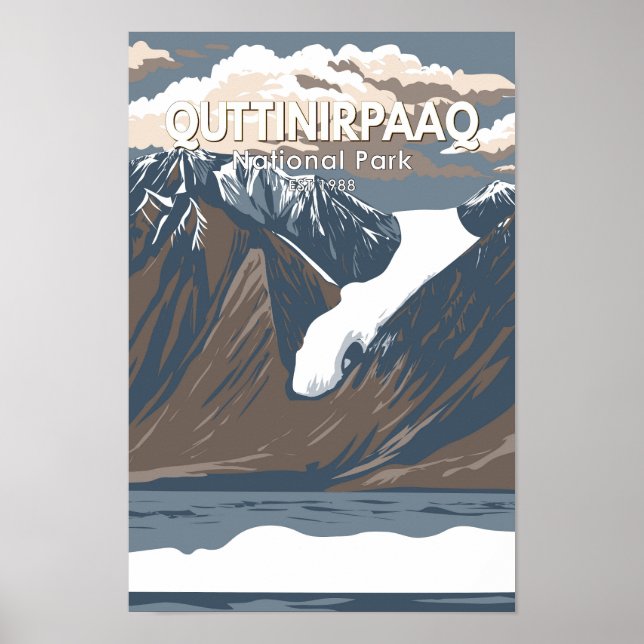 Poster Parque Nacional Quttinirpaaq Canda Viagem Vintage (Frente)