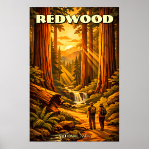 Poster Parque Nacional Redwood Arte Retro Deco Turismo