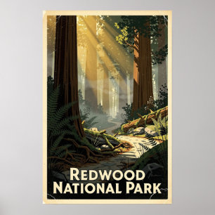 Poster Parque Nacional Redwood Retro