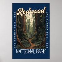 Parque Nacional Redwood Retro Desgastado