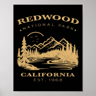 Poster Parque Nacional Redwood Vintage Retro Para Criança