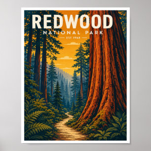 Poster Parque Nacional Redwood Vintage Viagem