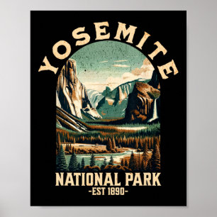 Poster Parque Nacional Retro Yosemite EUA Caminhada Vinta