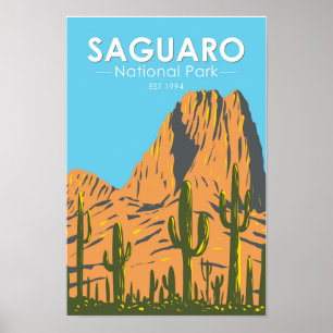 Poster Parque Nacional Saguaro Arizona Beehive Peak Vinta